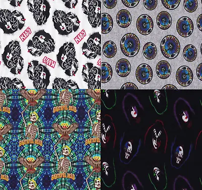 $13.95 • Buy 1970's Rock Band Licensed Prints Kiss & Grateful Dead Cotton Fabric By The Yard