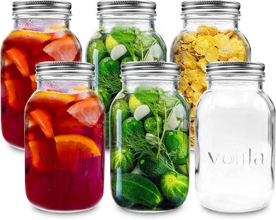 £19.99 • Buy 1000ml Clear Glass Mason Jars Preserving Overnight Oats Homemade Food Jam