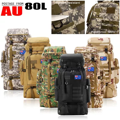 $37.04 • Buy 80L Hiking Camping Bag Large Waterproof Backpack Outdoor Travel Luggage Rucksack