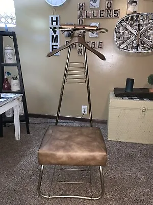 Brass And Wood Vintage 1960s Valet Stand/Butler’s Chair • $180