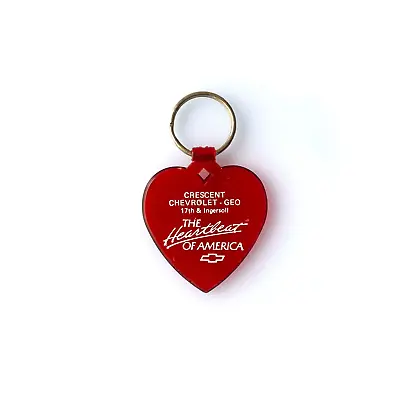 Vintage Crescent Chevrolet - Geo Keychain Key Ring Rubber Red Heart • $14.95