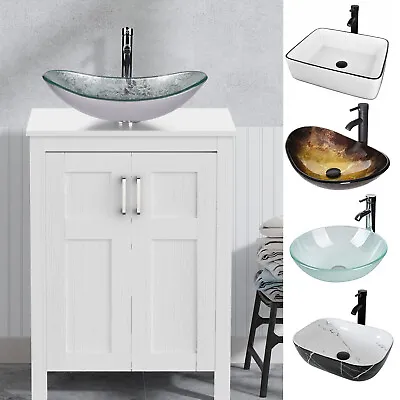 Bathroom Vanity Cabinet Vessel Sink Combo W/ Drawers Faucet Mirror Pop Up Drain • $245.99
