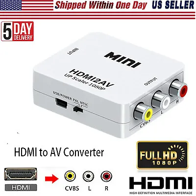 1080P Mini HDMI To AV RCA Converter Box CVBS Composite Video Audio Adapter • $6.99