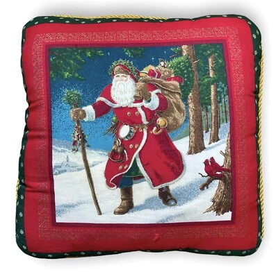 Vintage Christmas SANTA AROUND THE WORLD Pillow - 15” X 15” X 5” • $16.95