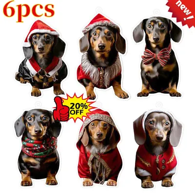 6X Merry Christmas Dachshund Pendant Ornament Xmas Tree Dog Hanging Decoration` • $10.23