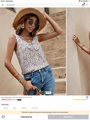 £4.50 • Buy Floral Tie Front Pretty Top 12 L