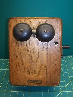 Antique Kellogg Switchboard Co. Chicago Tiger Oak Crank Wall Phone Ringer Box • $40