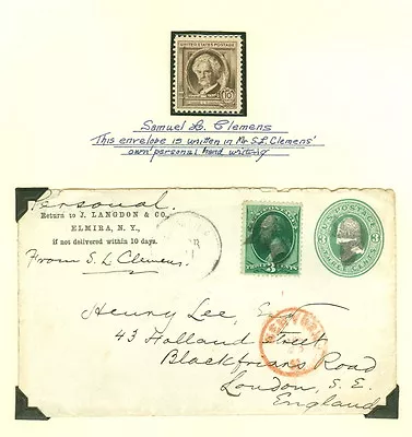 SAMUEL CLEMENS (Mark Twain) Autograph On Cover To England Brookman $3750.00 • $2500