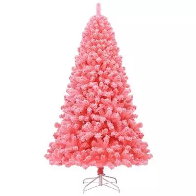Costway 7.5-ft Artificial Christmas Tree W/ Metal Stand Indoor Unlit In Pink • $102.74