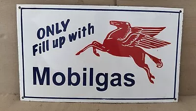 Mobilgas Porcelain Enamel Metal Sign 24 X 14 Inches • $90.50