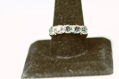 925 Sterling Silver Size 10 Mystic Topaz Five Stone Ring 2.7 Grams (RIN8552) • $35.10