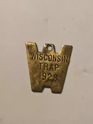 VTG WI 1928 Wisconsin Brass Trap Tag WIS Hunting License Sign • $25.99