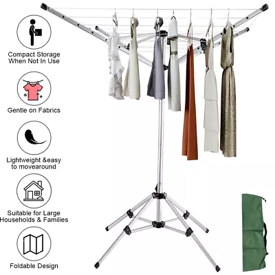 Rotary Airer Garden Clothes Line Dryer 4 Arm Outdoor Washing Line Heavy Duty UK • £26.99