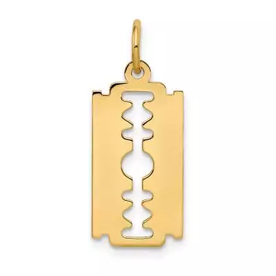 14K Gold Polished Razor Blade Charm 0.5 X 1 In • $304.88