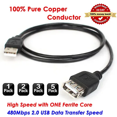 $27.88 • Buy USB Extension Cable USB 2.0 Male To Female Data Sync Extender Cable 1m 3m 5m Lot