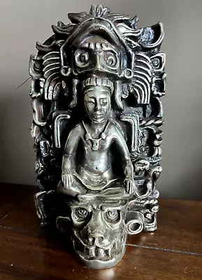 Exquisite Silver D'Argenta Mayan God With Skull Crown Art Sculpture Figurine -B2 • $129.95