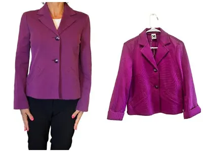 Women's Vintage  Missoni  Italy Purple  Blazer Jacket Coat  Logo Buttons Sz 6 • $50.99