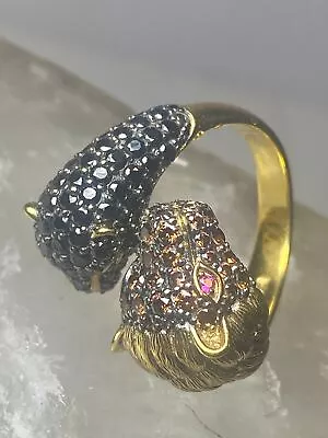 Vintage Epiphany Ring Lion Cougar Size 9 Yellow Gold Over Sterling Silver CZ Wil • $118