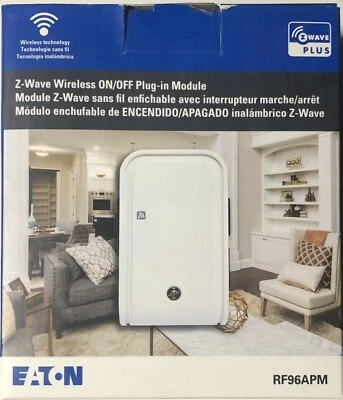 $29.99 • Buy Eaton Z-Wave Plus Wireless ON/OFF Plug-In Module 12A 120V White RF96APM-BX-LW