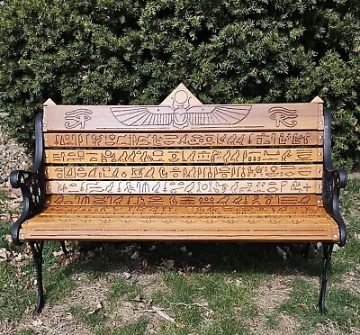 Egyptian Heiroglyphs Park Bench • $555