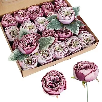 Purple Roses Artificial Flowers 20pcs Mauve Flowers Fake Roses Purple Silk Fl... • $33.26