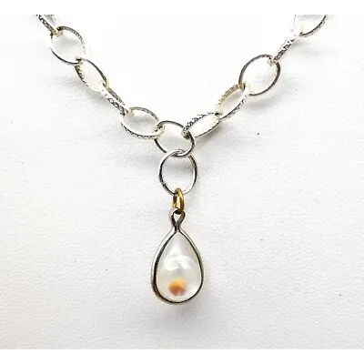 Vintage Lucite Encased Mustard Seed Pendant On Long Chain Necklace Lightweight • $27.30