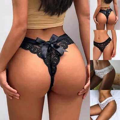 Women Lace Crotchless Thong G-string Panties Lingerie Underwear Briefs T-back UK • £3.99