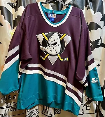 Vintage 90s Starter NHL Anaheim Mighty Ducks Hockey Jersey Mens XL • $65
