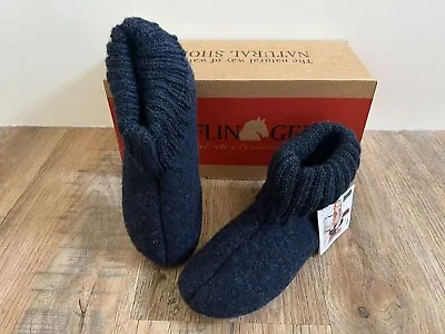 £29.99 • Buy Haflinger Childrens Slippers Everest Karlo Navy Blue Boots Pure New Wool Kids