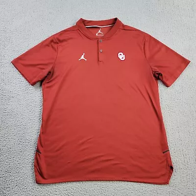 Nike Air Jordan University Of Oklahoma Polo Mens Large Red Performance Short Slv • $21.88