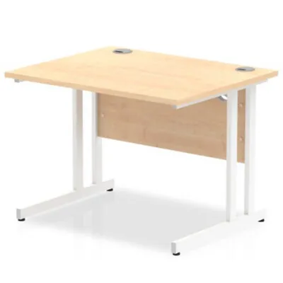 Impulse 1000/800 Rectangle White Cantilever Leg Desk Maple • £158.97