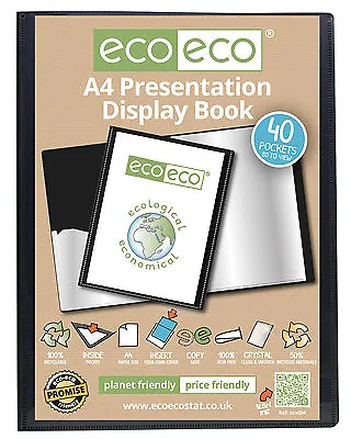 A5 A4 Or A3 'eco Eco' Black Or Clear Presentation Display Books 20 40 Pockets • £8.39