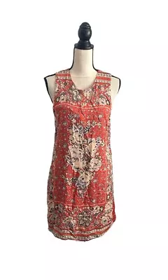 Urban Outfitters Ecote Orange Sleeveless Summer Boho Sheath Dress Size Large • $24.99