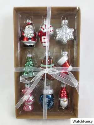 NEW Set Of 9 Miniature Glass Christmas Ornaments Gnome Santa Gingerbread Target • $16.99