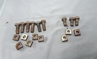 Vintage Square Bolts With Nuts  ~ 3/8  Thread X 3/4 &`1   Long - Lot Of 9 • $16