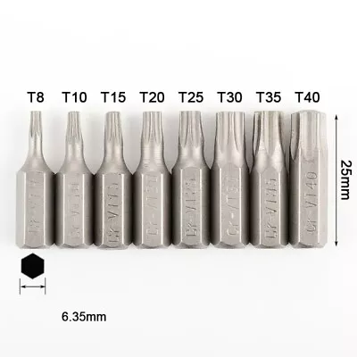 1pc 25mm Length Torx Bits S2 Alloy Steel 6 Point Star Head Screwdriver Set • $5.54