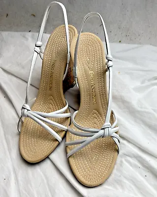 Enzo Angiolini Women's Sandal  Size 7 Slip On White With Cork Soles • $14.99