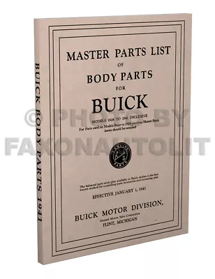 Buick Body Parts Book 1941 1940 1939 1938 1937 1936 1935 1934 1933 Part Catalog • $45