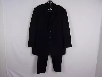 Linea Uomo 4-Button Wool Suit Jacket/Pleated Pants        SIZE: J-46R      BLACK • $7.18