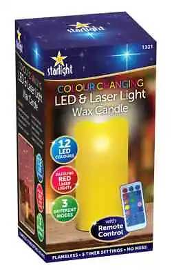 £9.99 • Buy Colour Changing Led & Laser Light Wax Candle With Remote Control