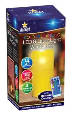 £9.99 • Buy Colour Changing Led & Laser Light Wax Candle With Remote Control