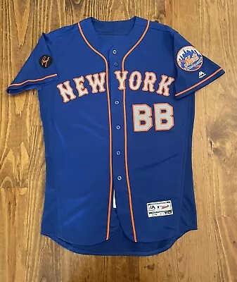 😎2018 AUTHENTIC Game Used NEW YORK METS Bat Boy Jersey Majestic 44 STAUB Nike😎 • $160