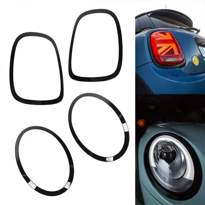 Gloss Black Headlight Cover Ring + Rear Light Trims For MINI Cooper F55 F56 F57 • $65.99
