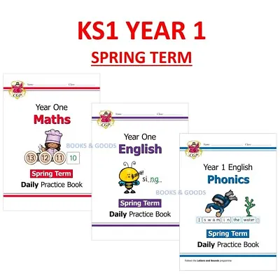 KS1 Year 1 Maths Phonics English Daily Practice Workbook Spring Term Ages 5-6 • £18.99