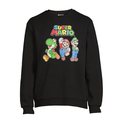 Nintendo Super Mario Men's Graphic Crewneck Sweatshirt Black Size L(42-44) • $25.99