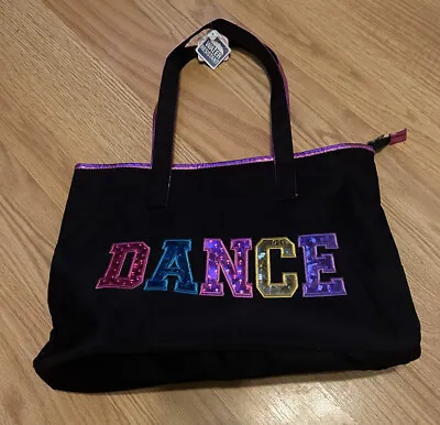 Dance Tote Bag Kids Youth  Black & Metallic Shoulder Strap Inner Pocket New 16” • $7.99