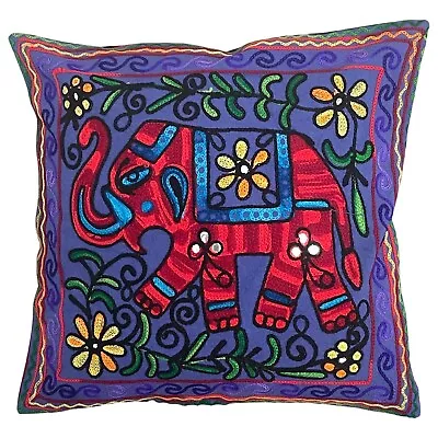 Indian Mandala Navy Blue Suzani Cushion Covers Boho Pillow Case Gypsy 40x40 Cm • £4.99