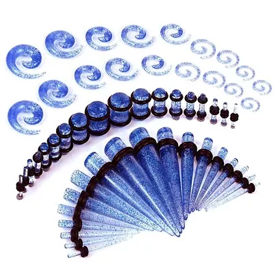 Acrylic Ear Stretching Kit 18-54Pcs 14G-00G Starter Gauges Taper Spiral Plug Set • $11.59