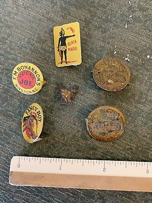 Lot Of 6 Vintage Metal Tobacco Tags Lucky Joe Fancy Boy Black Maria + • $21