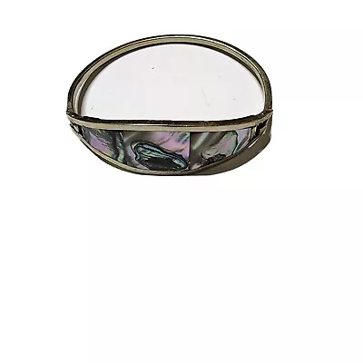 Vintage Alpaca Mexico Silver Abalone Shell Inlay Hinged Bracelet  • $19.99